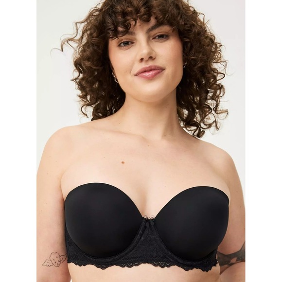 Torrid Bra‎ Womens 40C Curve Bombshell Everyday Strapless Black Lace Convertible - Picture 3 of 13